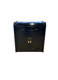 Modern Black Accent Cabinet with Gold Hardware