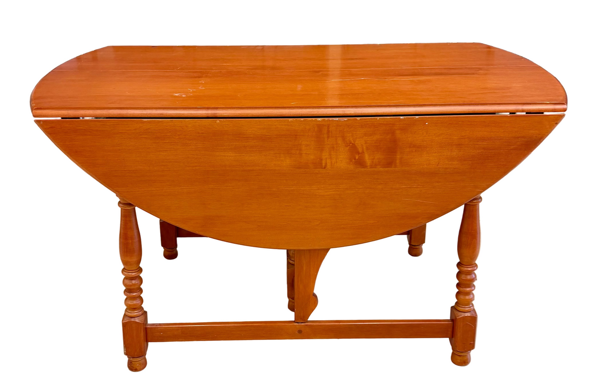 Space Saving Vintage Drop-Leaf Gateleg Dining Table in Warm Honey Finish