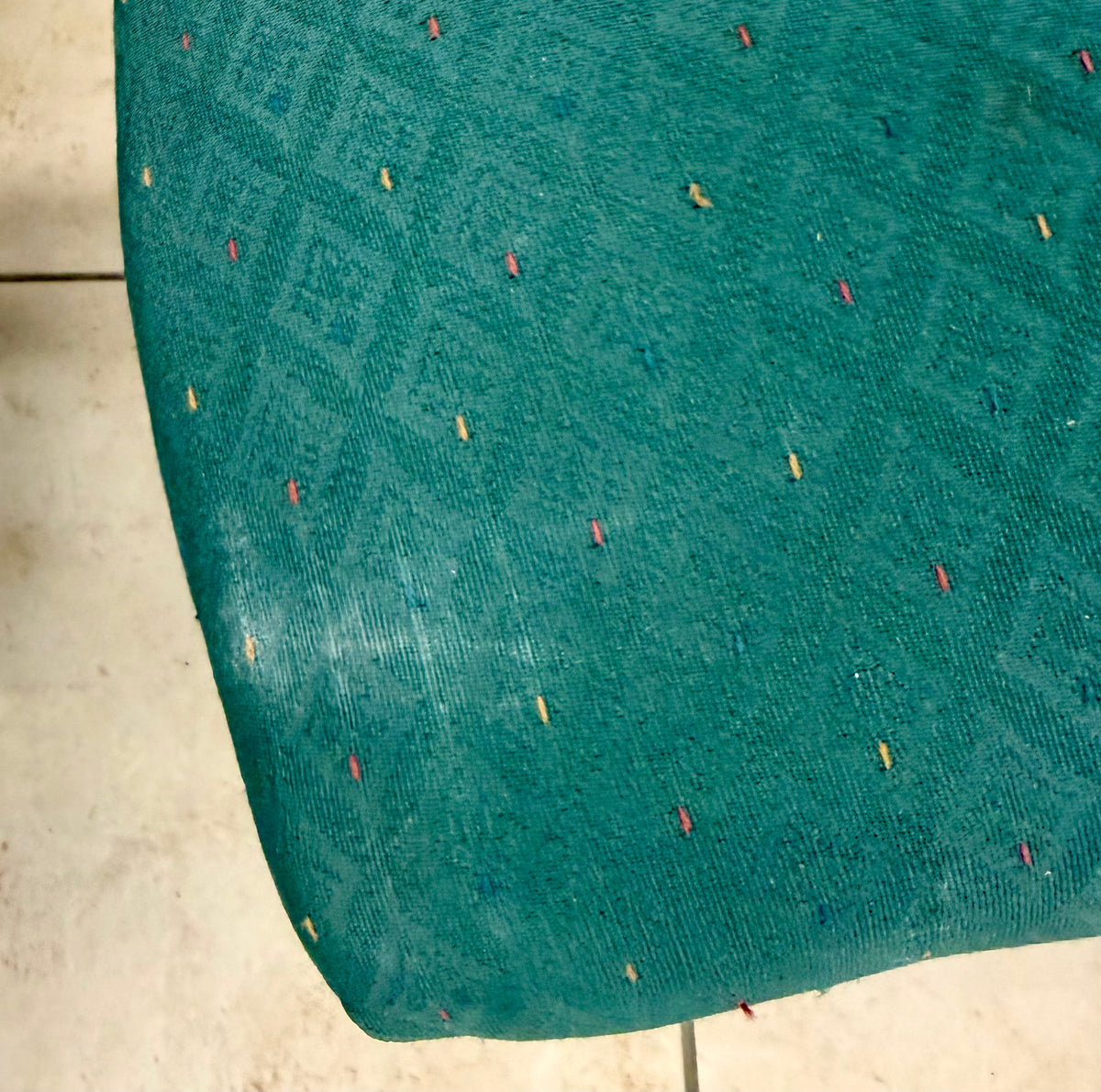 Vintage Chippendale-Style Dining Chair with Teal Upholstery