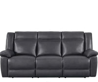 Grey Top-grain Leather Power Reclining Sofa