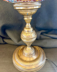 Handcrafted Turkish Mosaic Glass Table Lamp with Antique Brass Finish