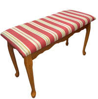 Vintage Wooden Bench with Red/Cream Cushion Seat