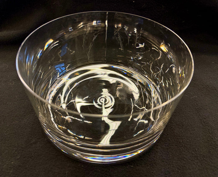 Modernist Heavyweight Crystal Cylinder Centerpiece Bowl – Minimalist Clear Art Glass Statement Piece
