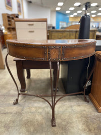 Leather And Metal Hallway Table