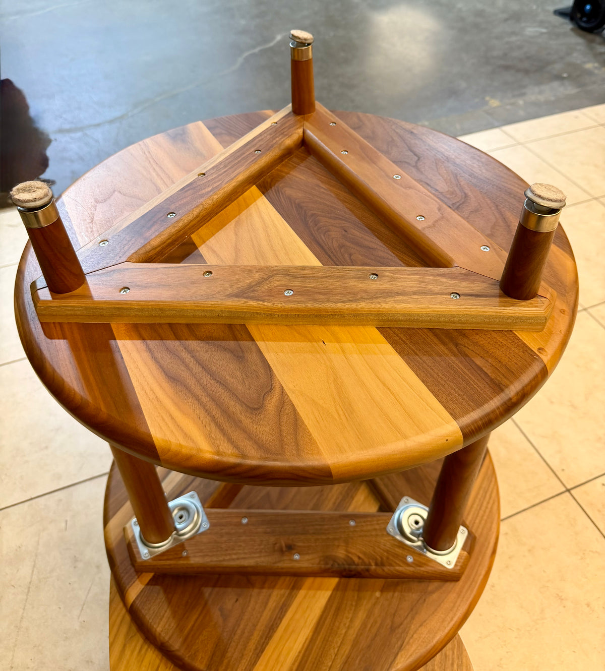 Mid-Century Solid Walnut Kidney Stafford Coffee Table and Matching Round End Table Set
