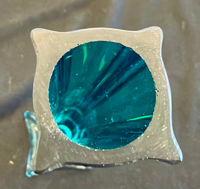 Vibrant Mid-Century Murano Sommerso Turquoise and Clear Art Glass Campanella Vase