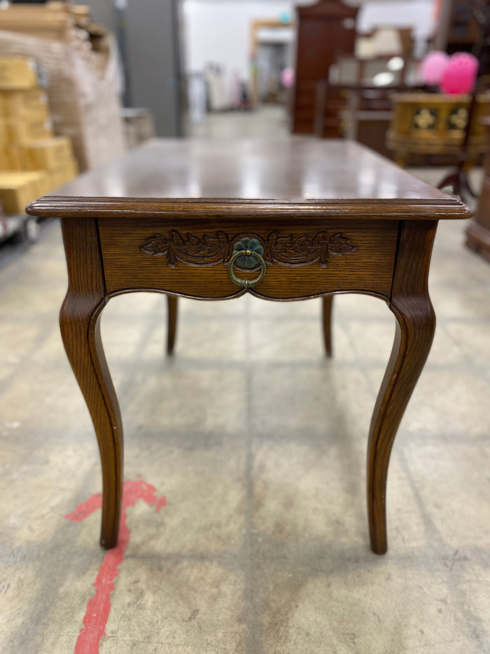 French Provincial Red Oak Single Drawer Side Table