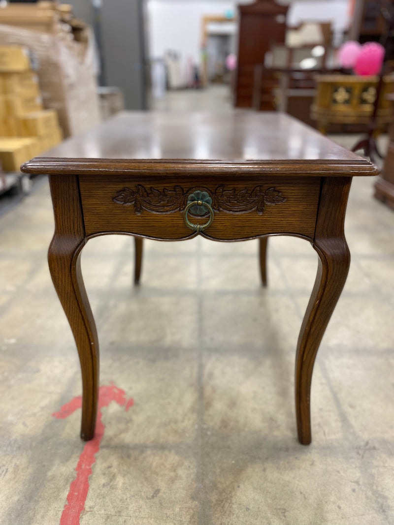 French Provincial Red Oak Single Drawer Side Table