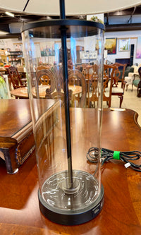 Modern Clear Glass Fillable Table Lamp with Built-In USB Charging Base