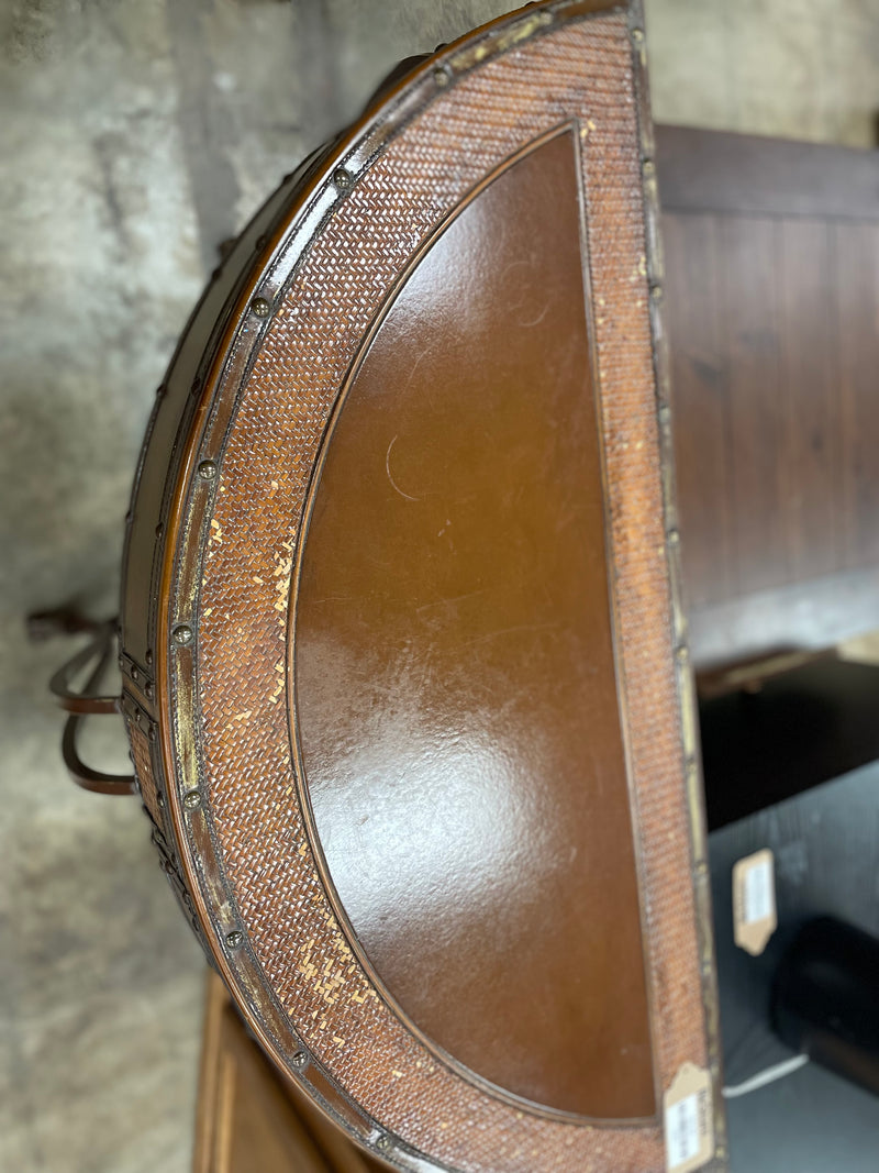 Leather And Metal Hallway Table