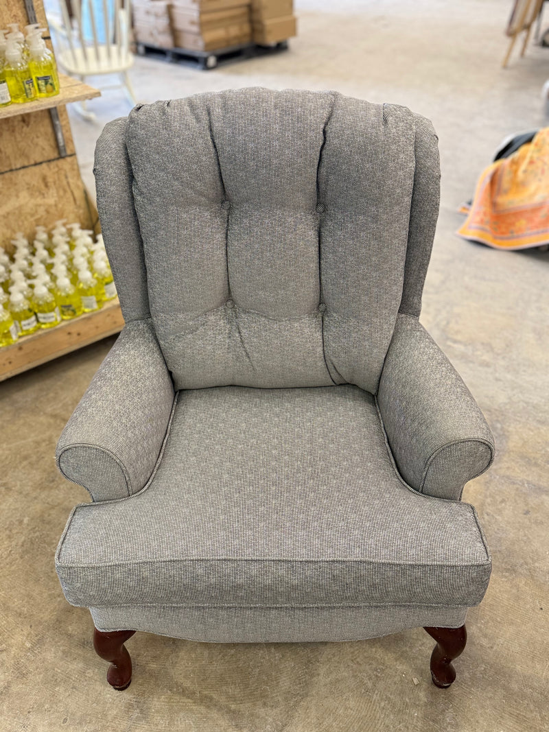 Modern Light Grey Wingback Armchair