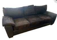 3-Seater Brown Faux-Suede with Leather Base Sofa