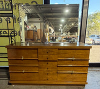 Vintage Sklar-Peppler Mid-Century  Triple Dresser and Beveled Mirror Set