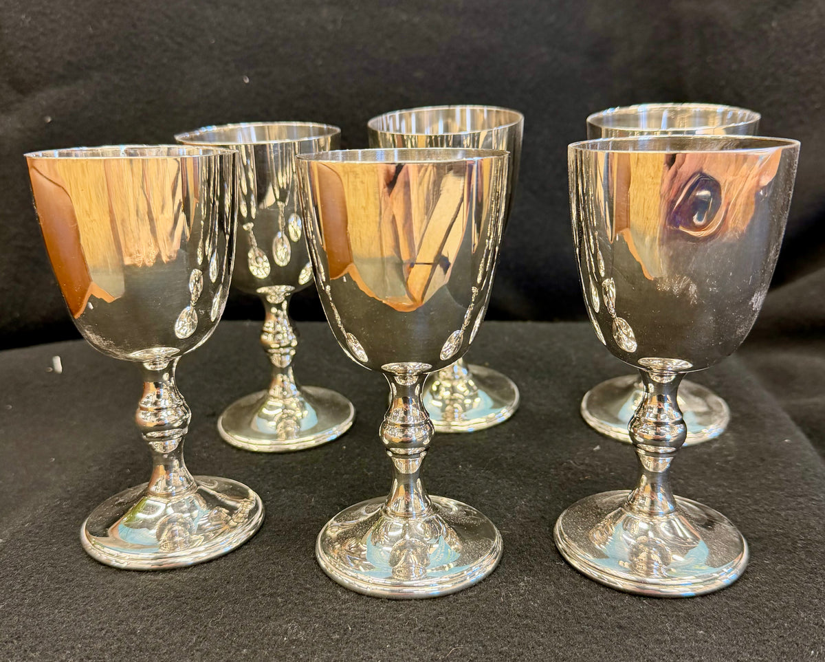 Vintage Art Deco Silver-Plated Cocktail Set - Viking Plate Shaker & 6 Wm. A. Rogers Goblets