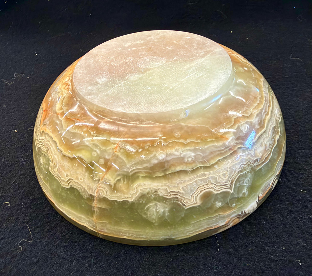 Earth & Sage Hand-Carved Natural Banded Green Onyx Shallow Bowl