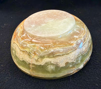 Earth & Sage Hand-Carved Natural Banded Green Onyx Shallow Bowl