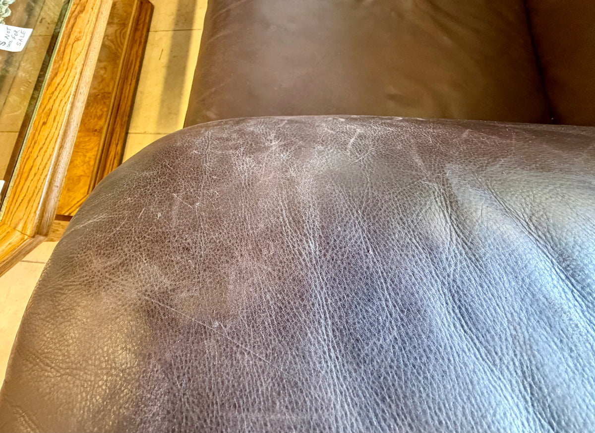 Richly Worn Espresso Leather: Classic Deep-Seated Statement Sofa