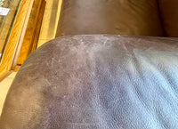 Richly Worn Espresso Leather: Classic Deep-Seated Statement Sofa