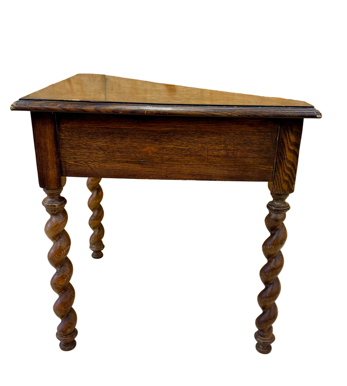 Vintage Hekman Burl Wood Corner Table – Barley Twist Legs – Mid-Century Traditional