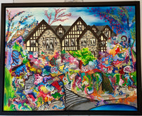 Old Kingsway House Front Garden Vibrant Tudor Architectural Dreamscape: Original 2015 Custom Expressionist Masterpiece by Toronto Artist Justine Elizabeth Fernie