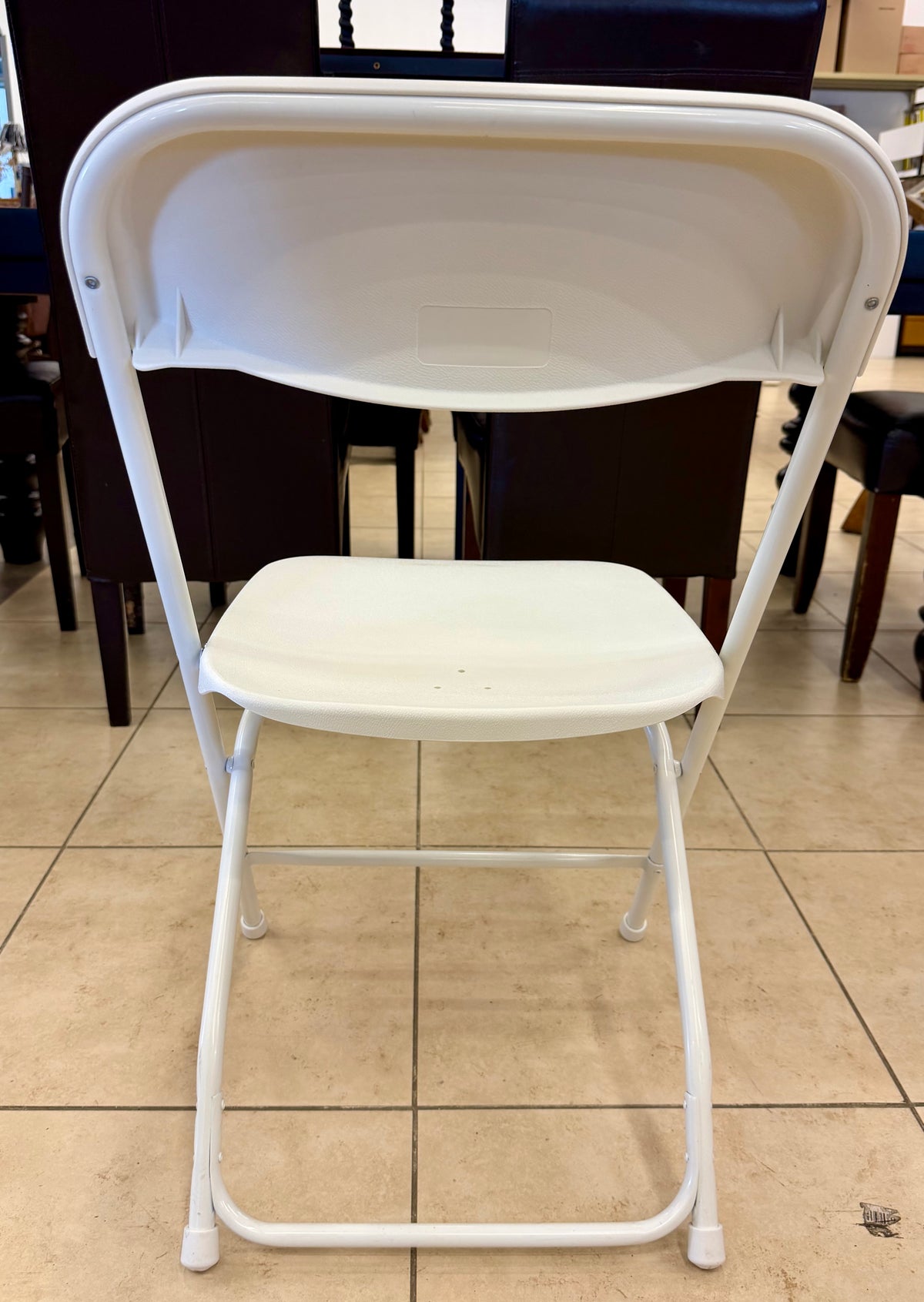 Modern White Resin and Steel Folding Chair