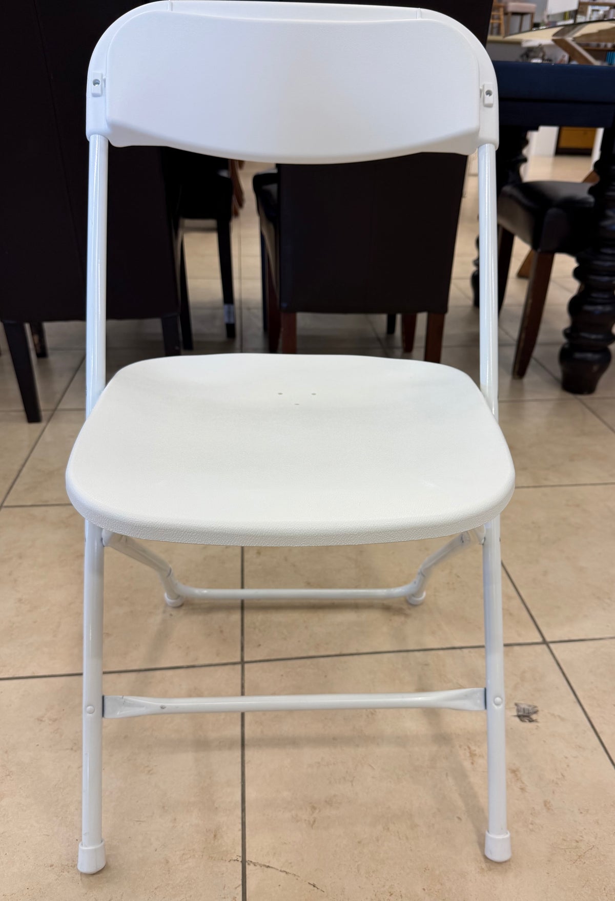 Modern White Resin and Steel Folding Chair