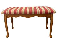 Vintage Wooden Bench with Red/Cream Cushion Seat