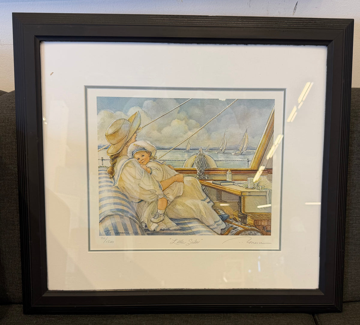 Limited Edition Framed Art Print "Little Sailor" by Trisha Romance (1990)