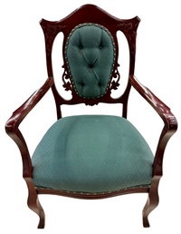 Vintage Chippendale -Style Tufted Upholstered Accent Chair