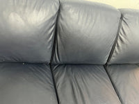 Deep Blue Leather 3-Seater Sofa