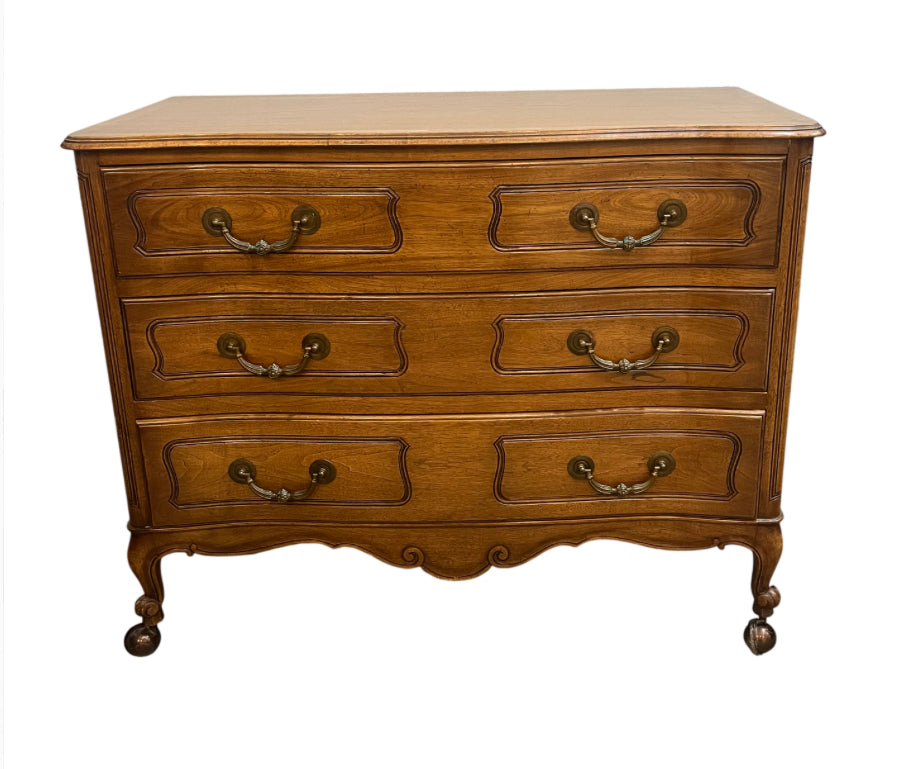 Vintage French Provincial-style wooden dresser With Wheels
