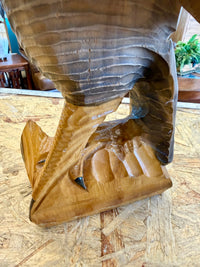 Large Hand-Carved Wooden Eagle In-Flight Sculpture – Soviet Ukrainian Folk Art