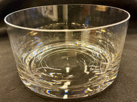 Modernist Heavyweight Crystal Cylinder Centerpiece Bowl – Minimalist Clear Art Glass Statement Piece