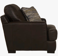 Dark Brown Italian Leather Chair with Decorative Cushion