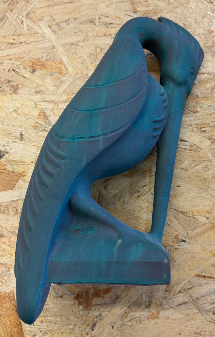 Vintage Art Deco Style Pelican & Heron Coastal Sculpture Base | Verdigris Finish