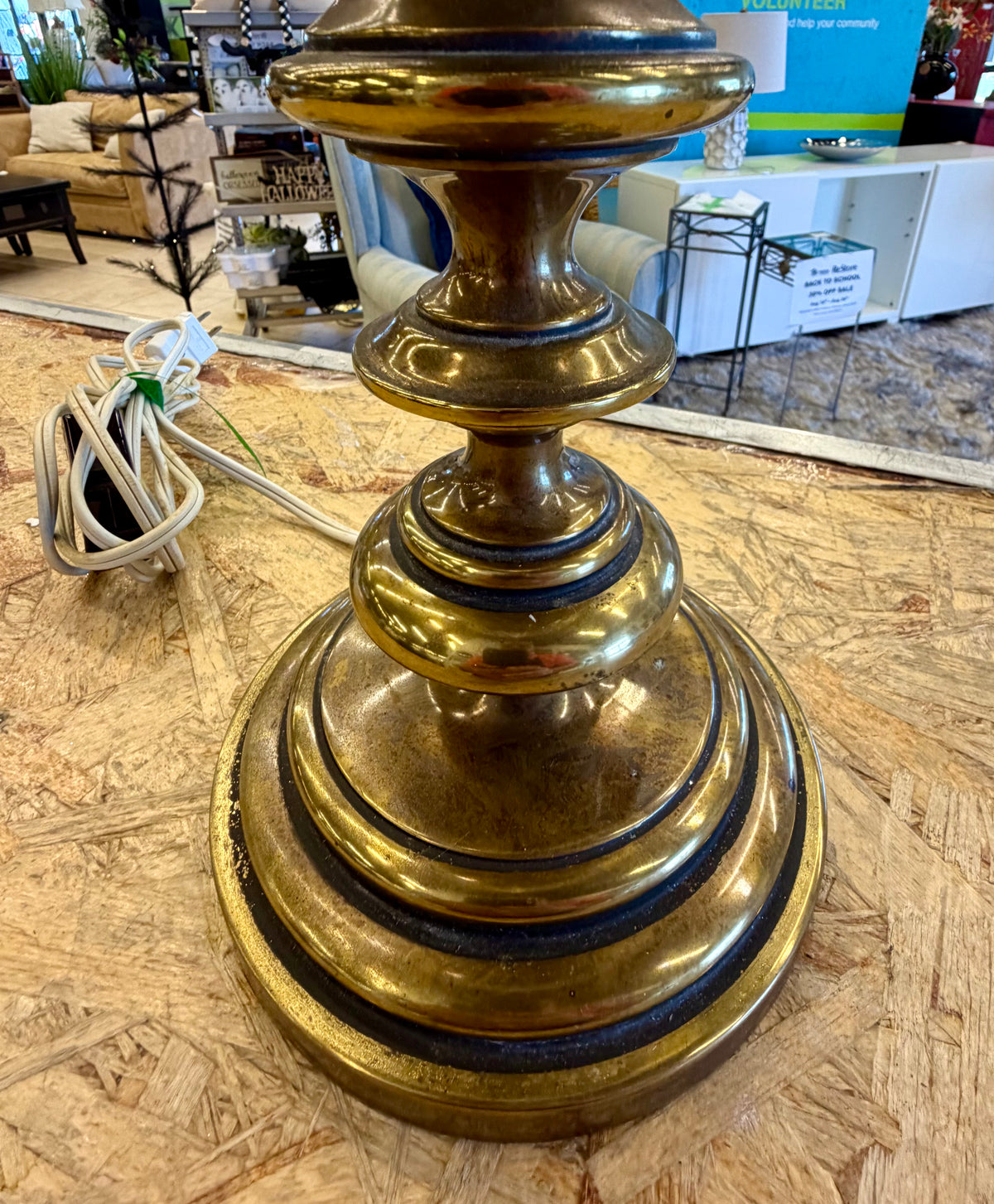 Classic Brass Bouillotte Style Lamp with Traditional Architectural Stepped Base