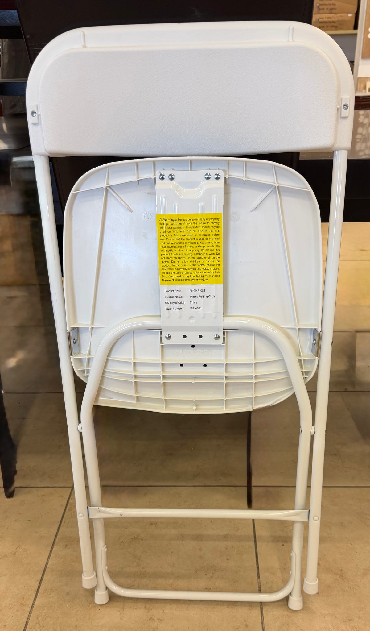 Modern White Resin and Steel Folding Chair