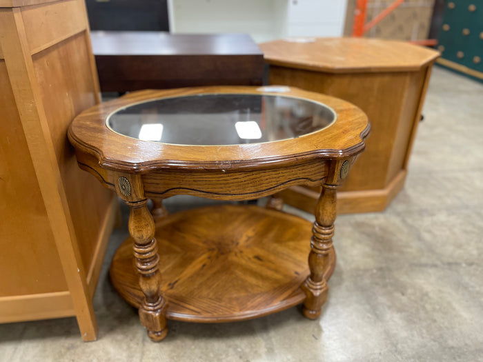 Side Table With Gold Accent And Glass