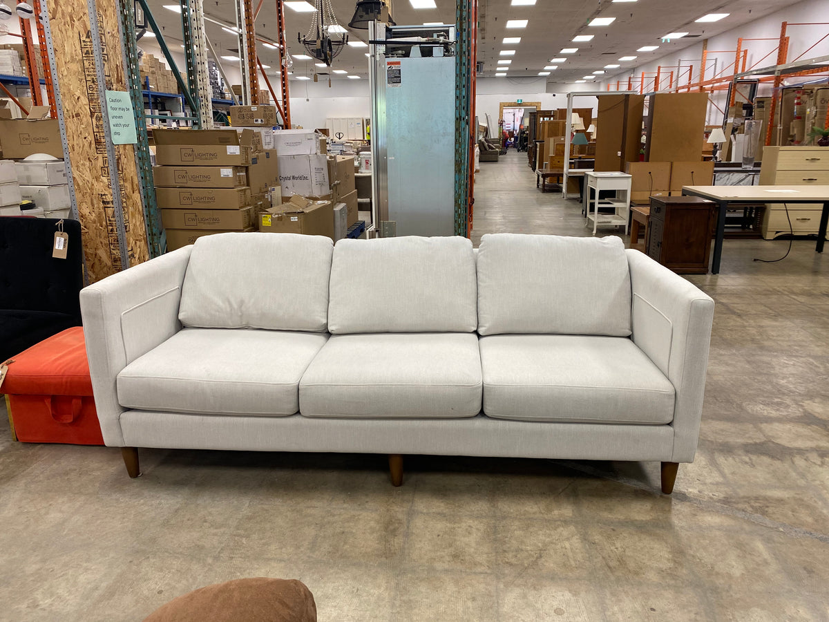Light Grey Wide Armrests 3 Seater Sofa