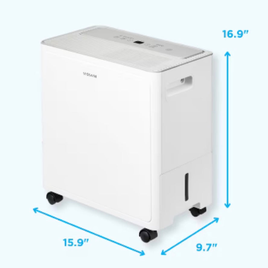 Vissani 22 Pint Capacity Portable Dehumidifier, 1,500 Sq. Ft. Coverage