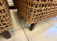 Woven Seagrass & Linen Armchairs (Pair)