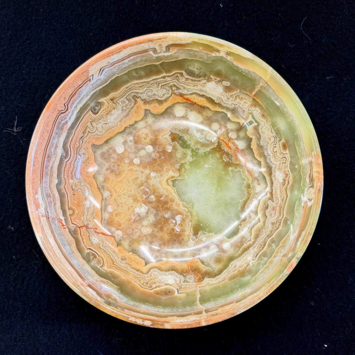 Earth & Sage Hand-Carved Natural Banded Green Onyx Shallow Bowl