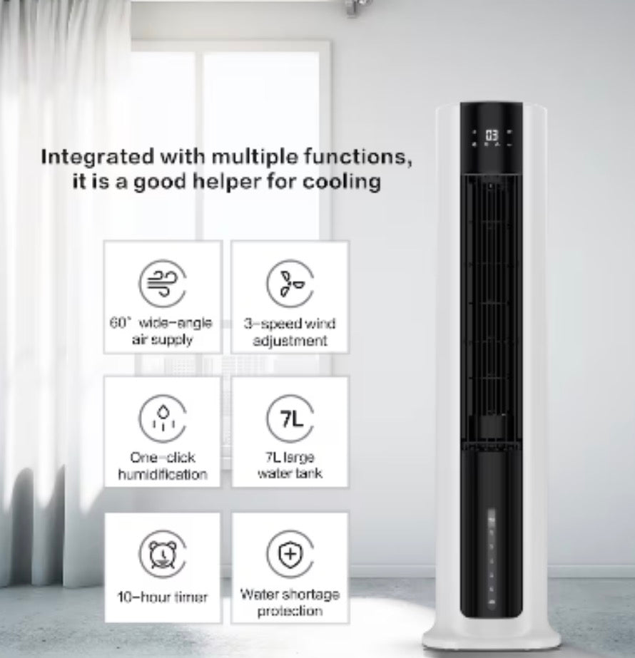 Vissani 3-in-1 Portable Evaporative Air Cooler, Tower Fan & Humidifier for 320 Sq. Ft.