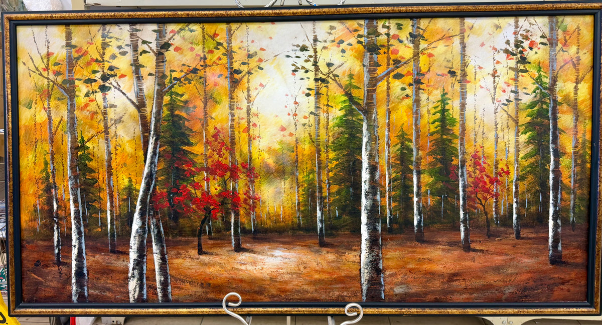 Mid Century Autumn Forrest Painting