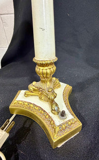 Vintage Neoclassical Hollywood Regency Style White and Antique Gold Accent Table Lamp