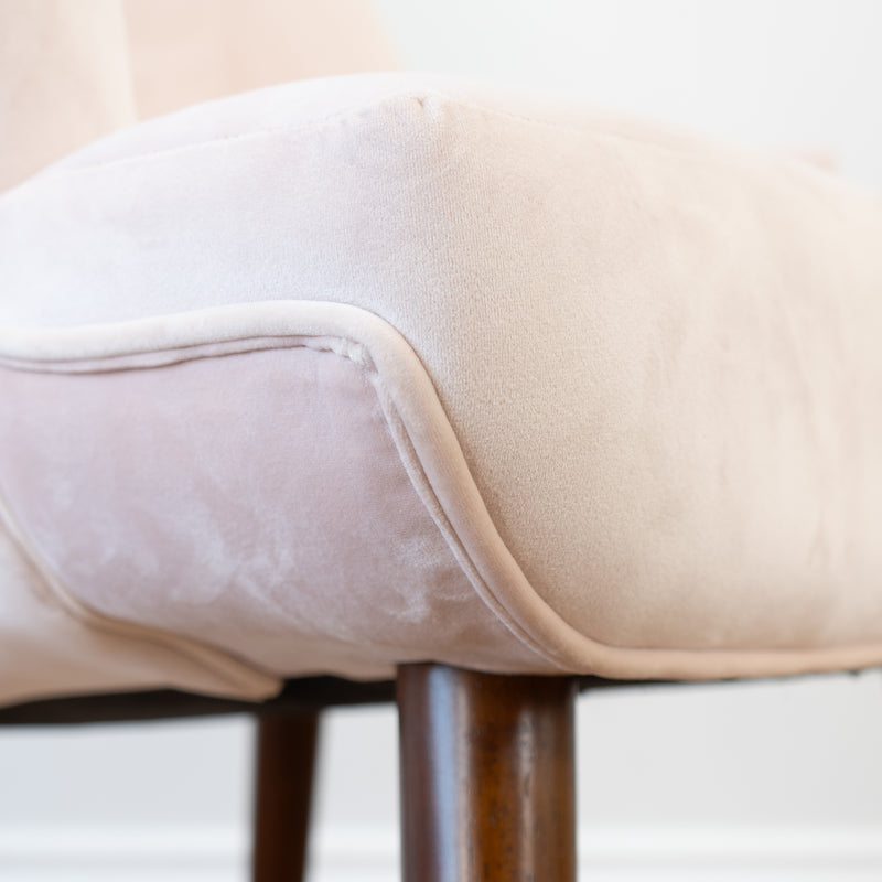 Curved Back Accent Chair in Pale Pink