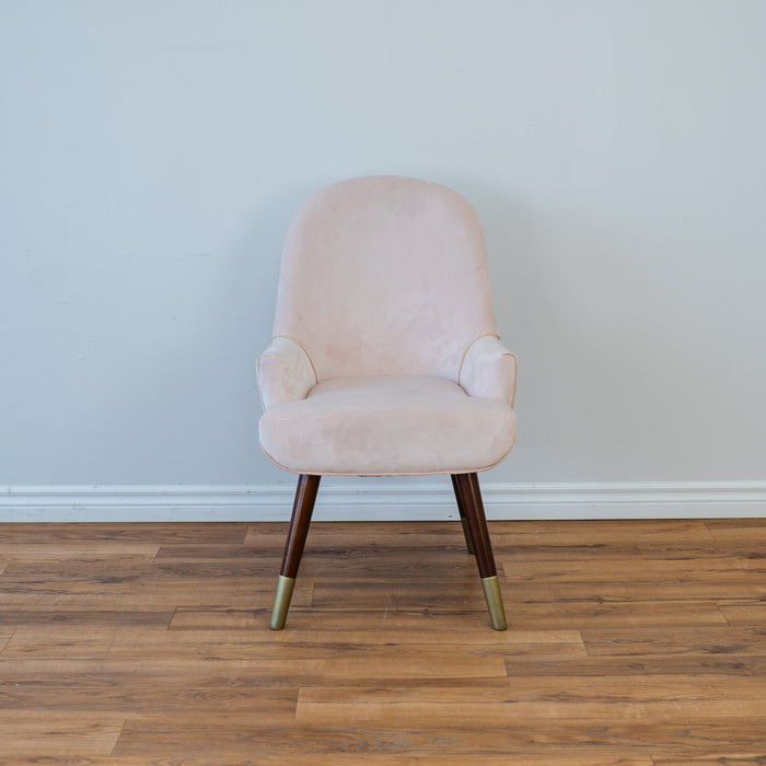 Curved Back Accent Chair in Pale Pink