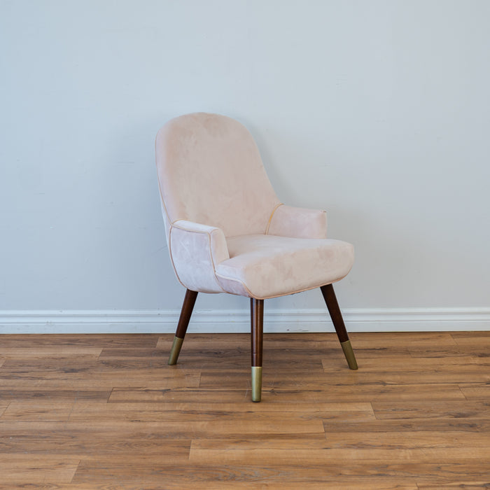 Curved Back Accent Chair in Pale Pink