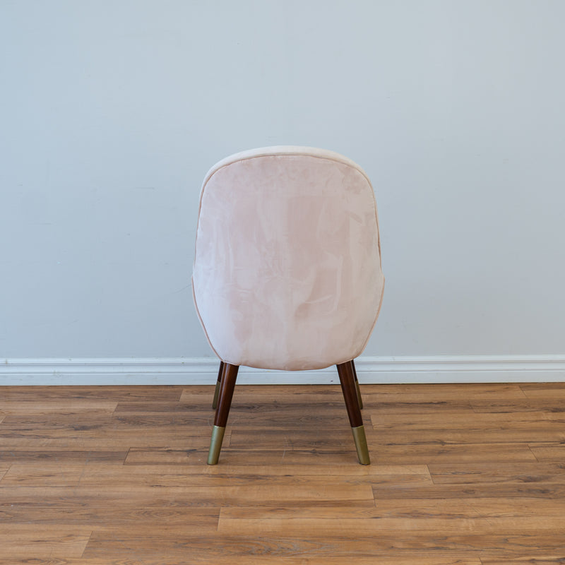 Curved Back Accent Chair in Pale Pink