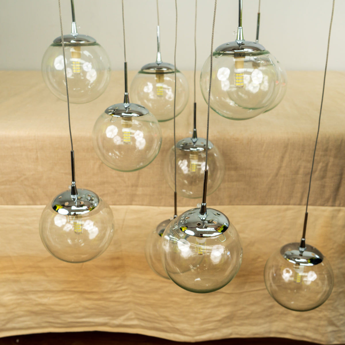 Glass Globe Pendant Light 18" W x 55" H x 18" D